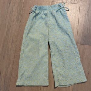 Zara Blue/Green Floral Pull-On Wide Leg Pants for Girls Size 2-3 Years Trendy!